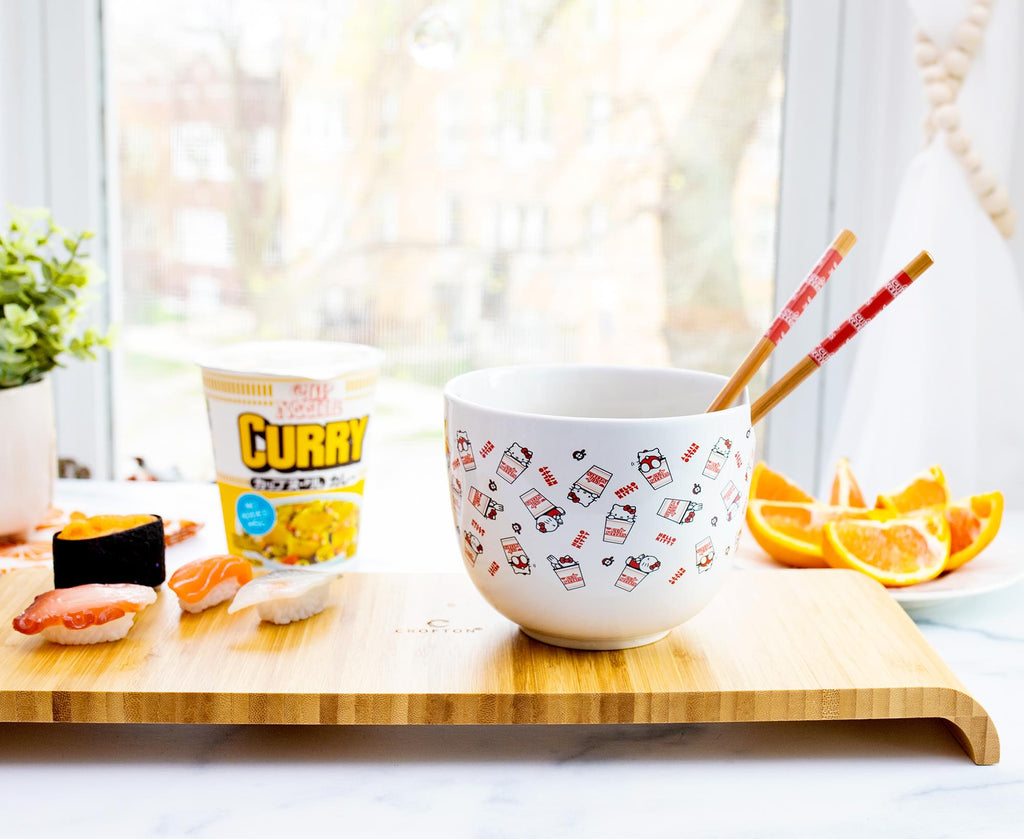 Sanrio Hello Kitty x Nissin Cup Noodles Ceramic Ramen Bowl and Chopstick Set