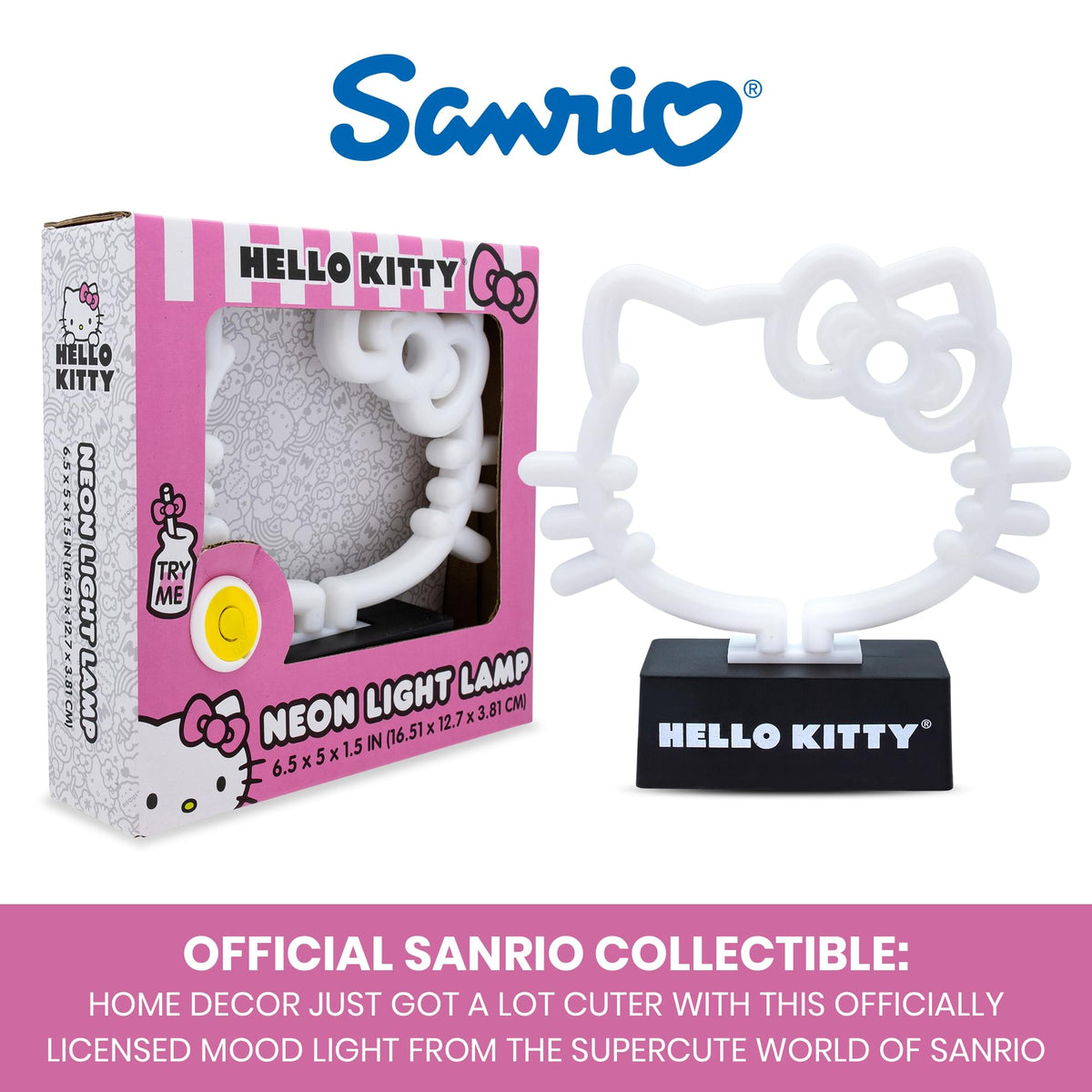 Hello Kitty Face and Bow 6.5 -Inch LED Neon Mood Light