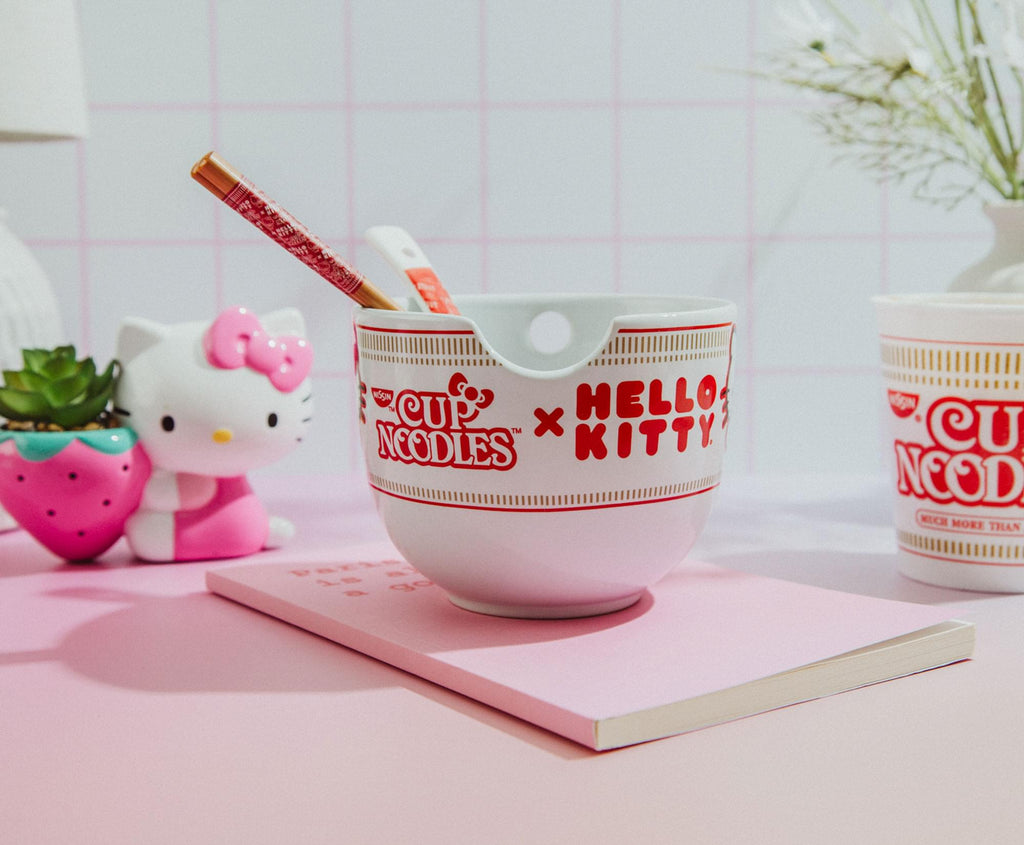 Sanrio Hello Kitty x Nissin 20-Ounce Ramen Bowl With Chopsticks and Spoon