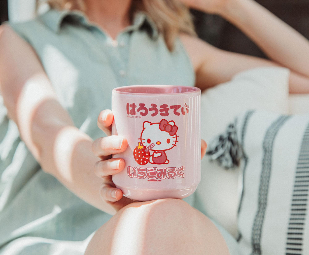 Sanrio Hello Kitty Strawberry Milk Asian Ceramic Tea Cup | Holds 9 Ounces