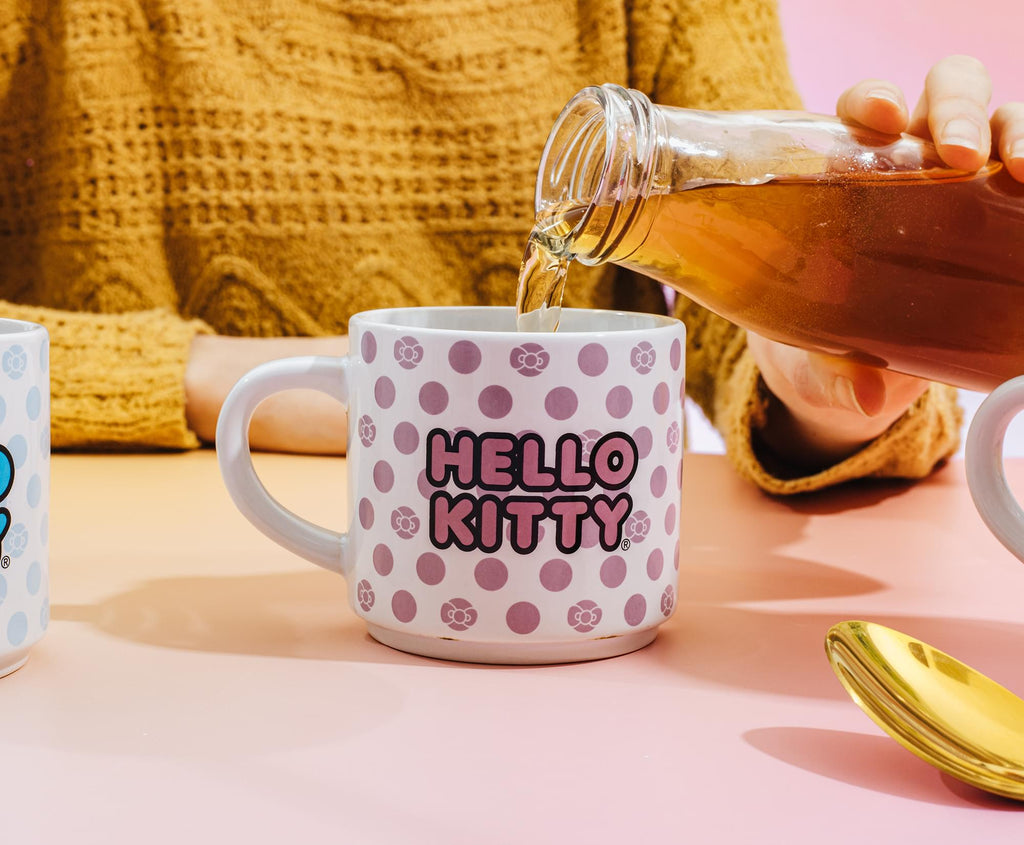 Sanrio Hello Kitty 4-Piece Stacking Mug Set With Wire Rack | Each Hold 10 Ounces