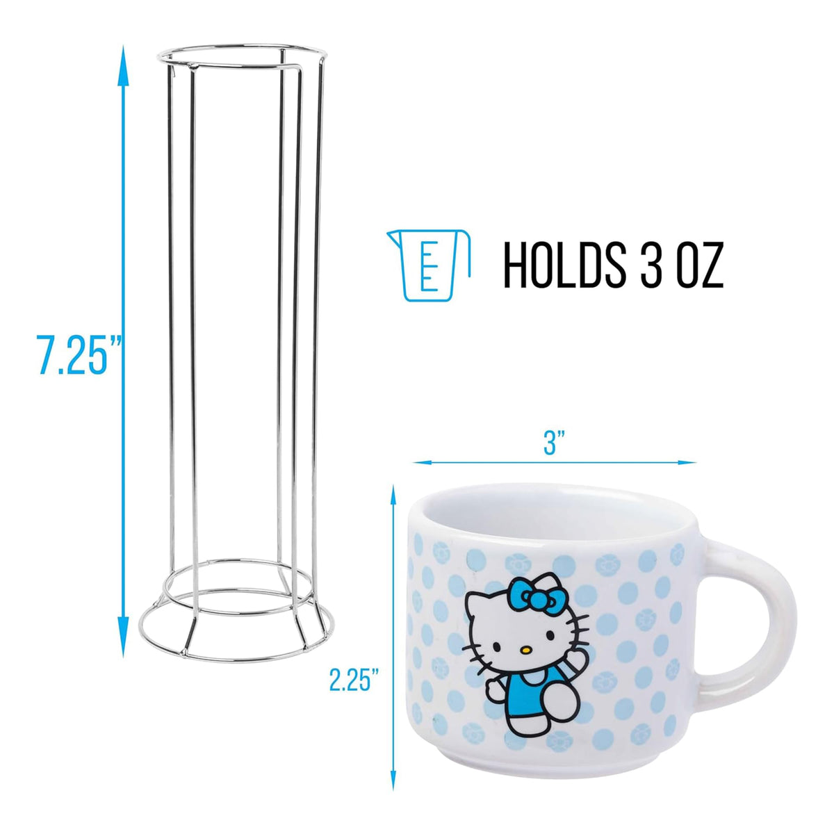 Sanrio Hello Kitty Polka Dots 3oz Stackable Mug Set of 4