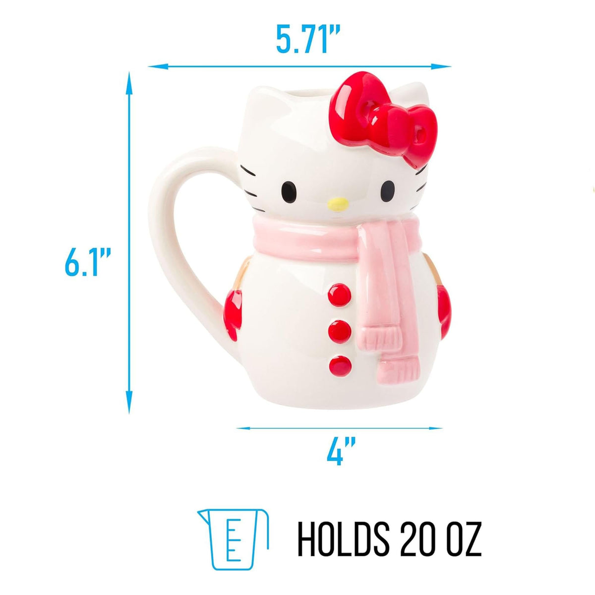 Sanrio Hello Kitty Snowman 20 Ounce 3D Sculpted Ceramic Mug