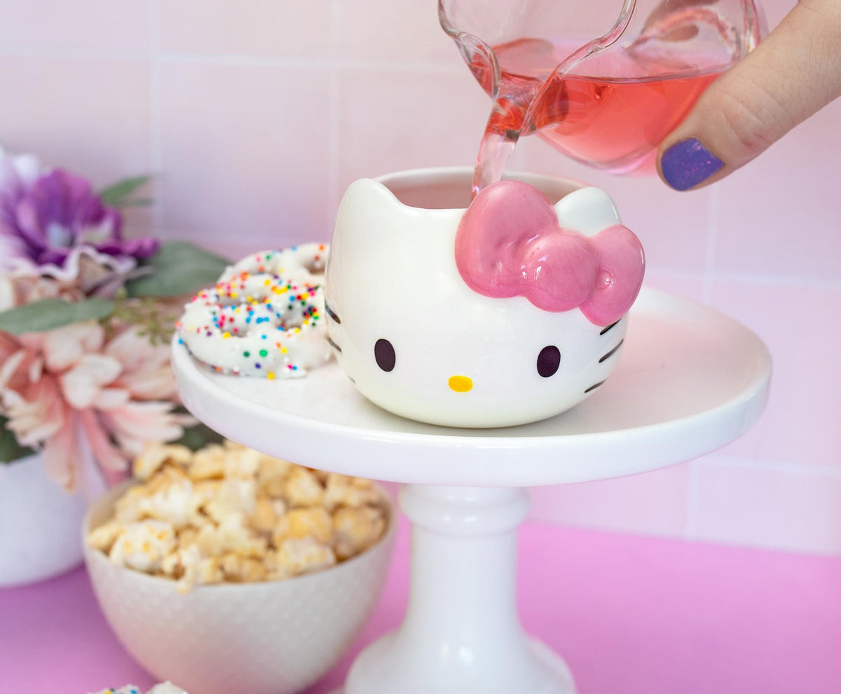 Sanrio Hello Kitty Pink Bow Sculpted Ceramic Mini Mug | Holds 3.5 Ounces