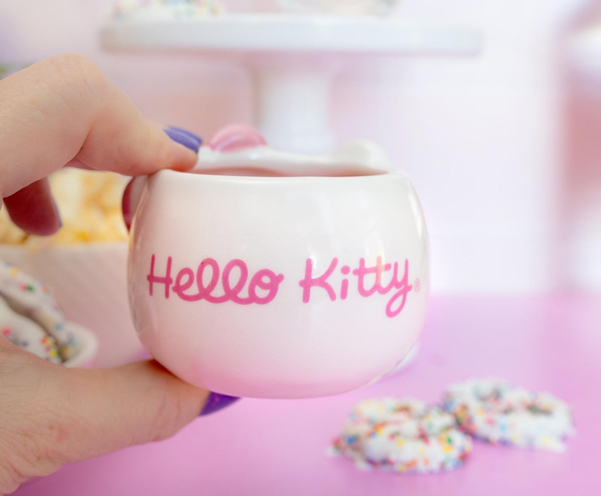 Sanrio Hello Kitty Pink Bow Sculpted Ceramic Mini Mug | Holds 3.5 Ounces