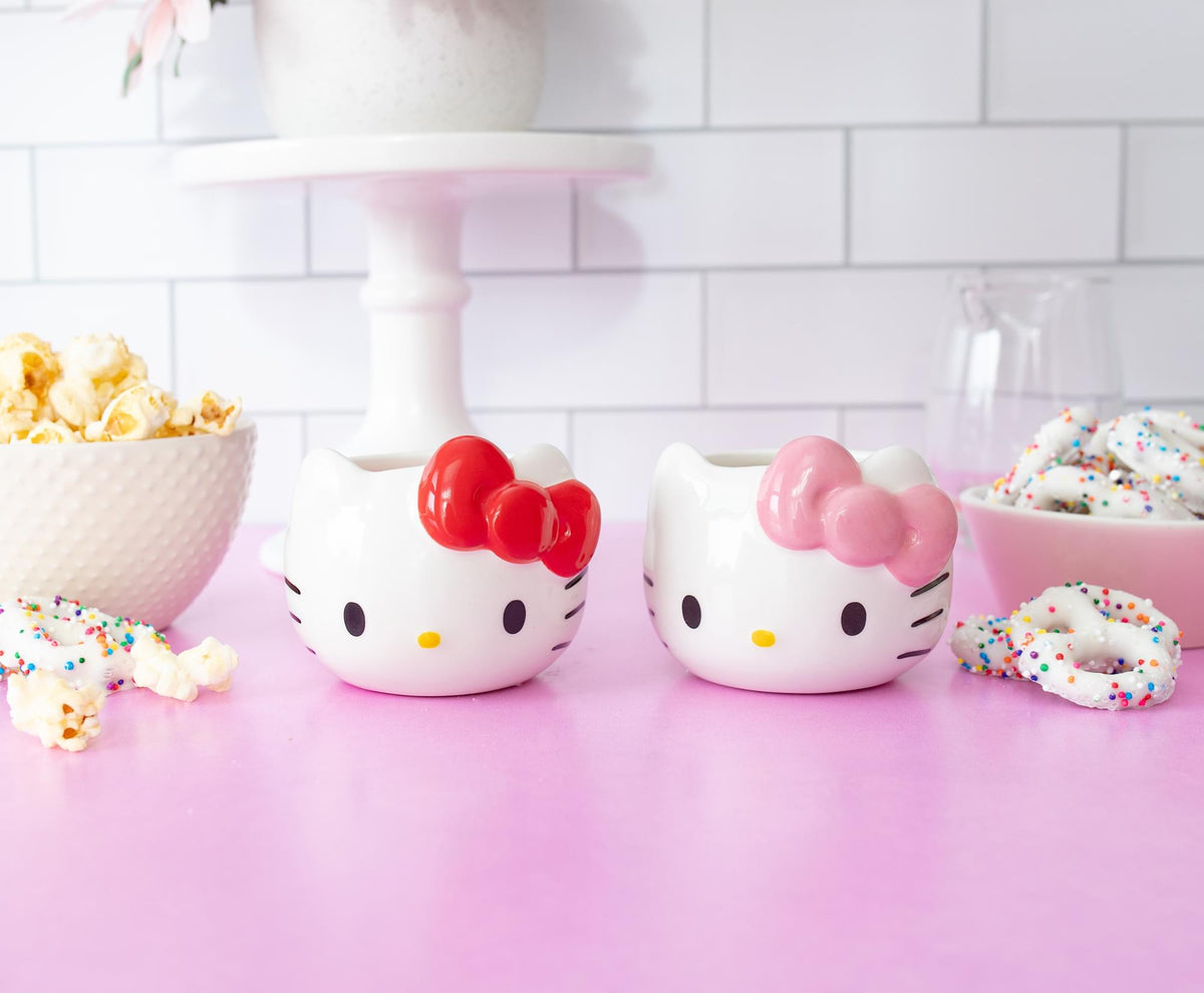 Sanrio Hello Kitty Pink Bow Sculpted Ceramic Mini Mug | Holds 3.5 Ounces