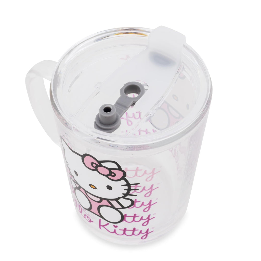 Sanrio Hello Kitty Pink Outfit Glass Mug With Lid | Holds 14 Ounces
