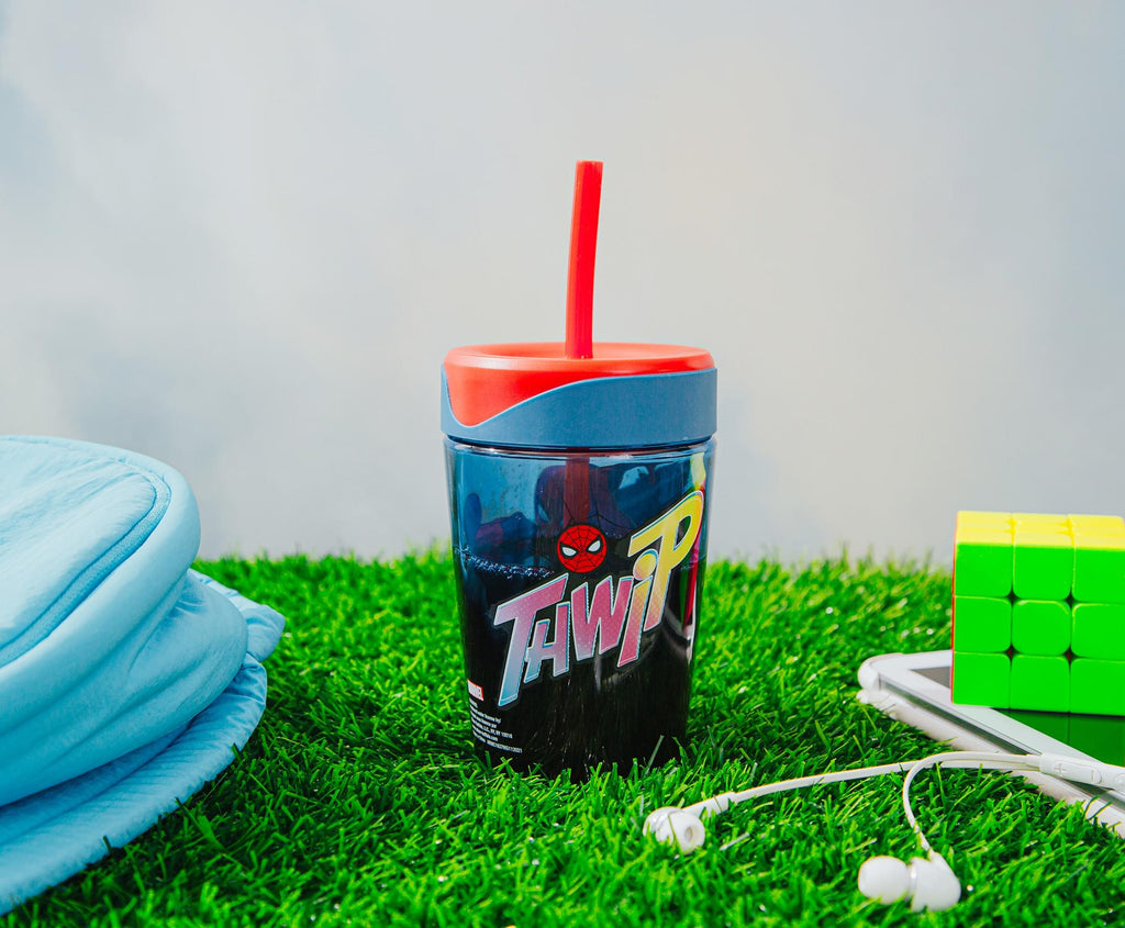 Marvel Spider-Man "Thwip" Kids Spill-Proof Tumbler With Straw | Holds 18 Ounces