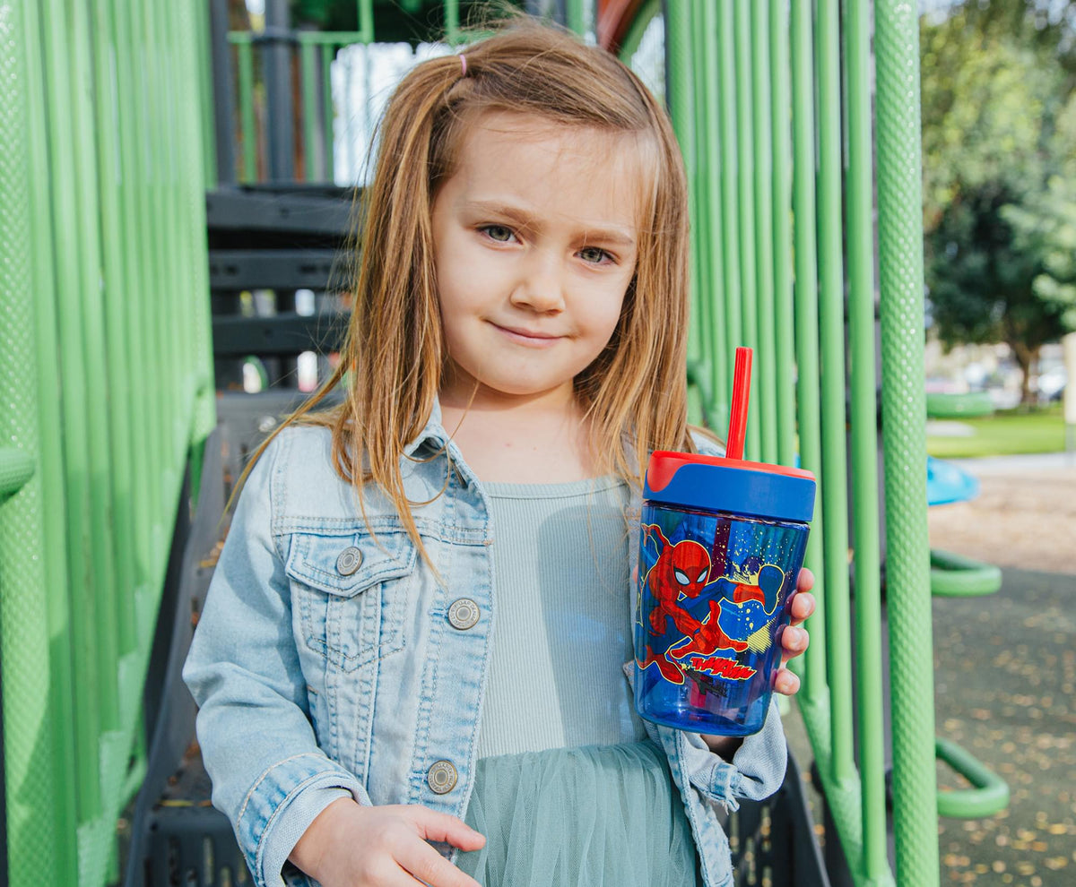 Marvel Spider-Man "Thwip" Kids Spill-Proof Tumbler With Straw | Holds 18 Ounces