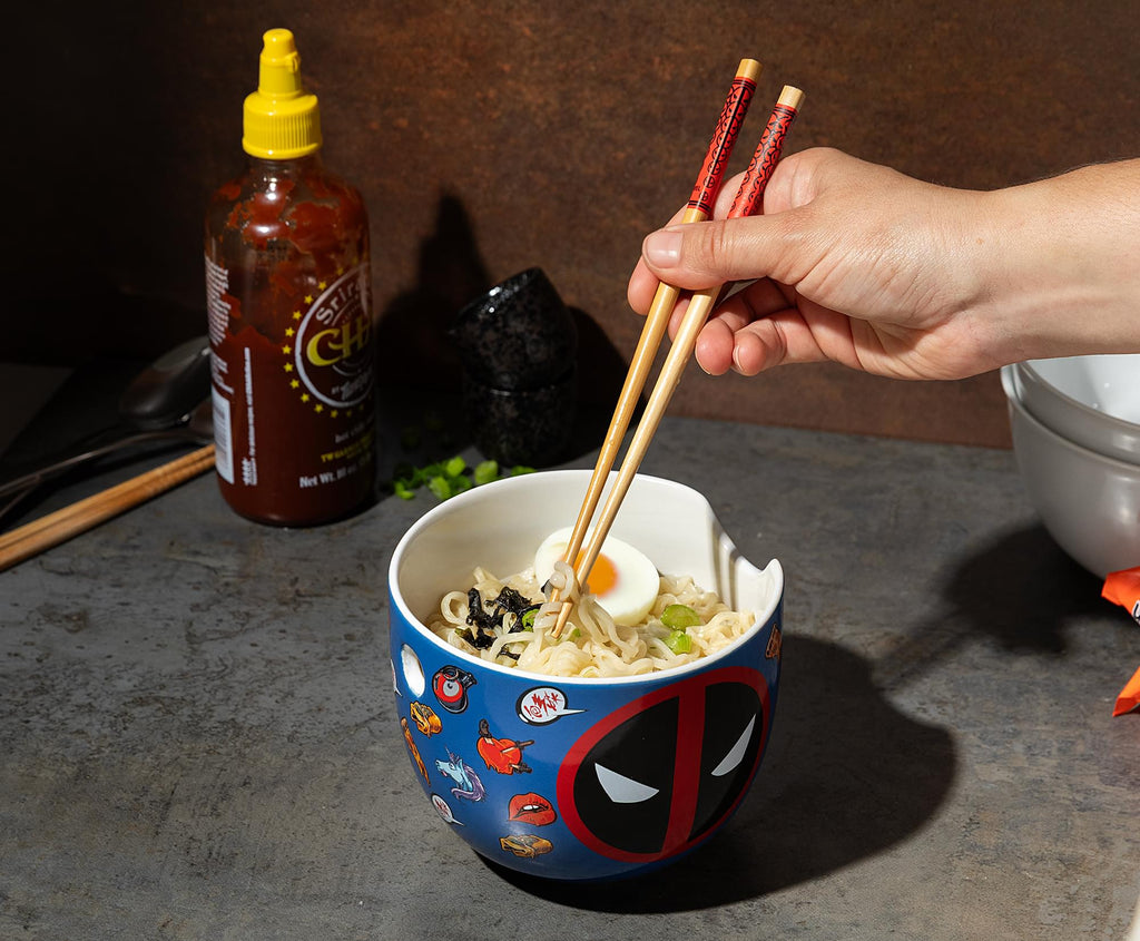 Marvel Deadpool Iconography 20-Ounce Ramen Bowl and Chopstick Set