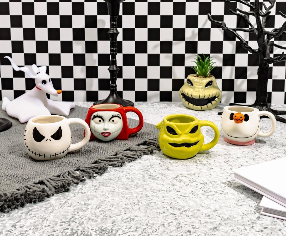 Disney The Nightmare Before Christmas 4-Piece Sculpted Mug Set | Holds 4 Ounces