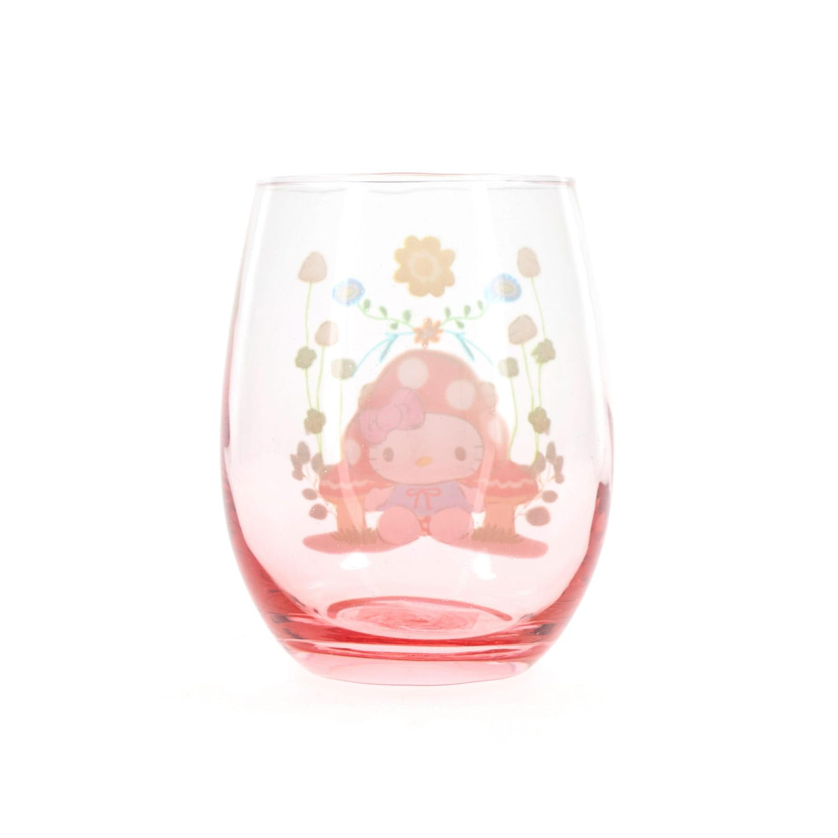 Sanrio Hello Kitty Mushroom Art Stemless Wine Glass | Holds 20 Ounces