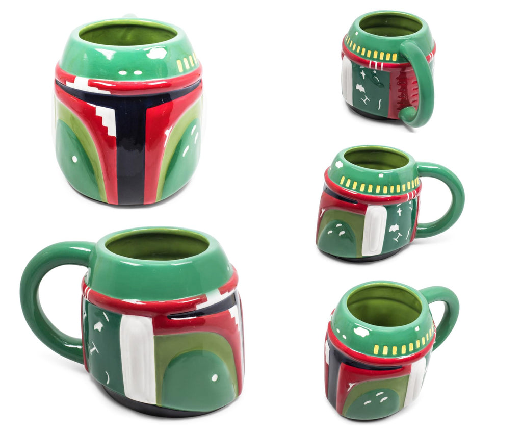 Star Wars 3D Sculpted Boba Fett Helmet Ceramic Mug | Holds 20 Ounces