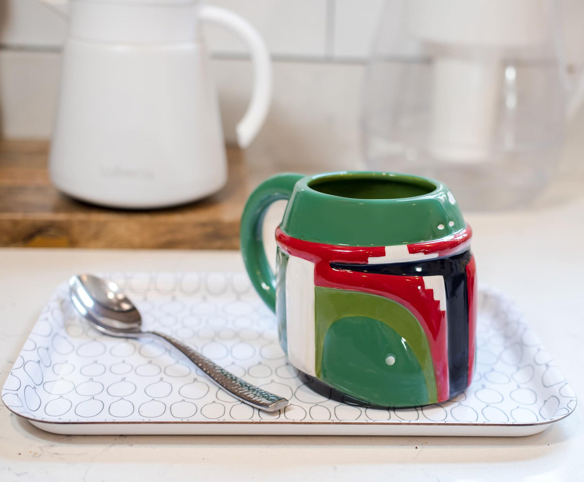 Star Wars 3D Sculpted Boba Fett Helmet Ceramic Mug | Holds 20 Ounces