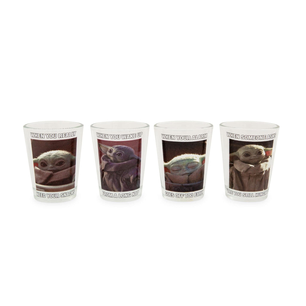 Star Wars: The Mandalorian Grogu Memes 1.5-Ounce Mini Shot Glasses | Set of 4