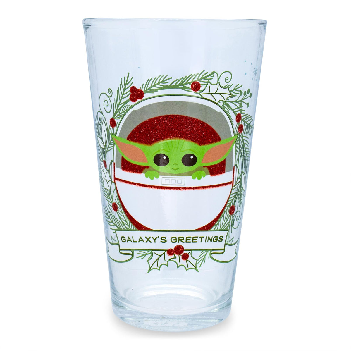 Star Wars: The Mandalorian Grogu Holiday Pint Glass | Holds 16 Ounces