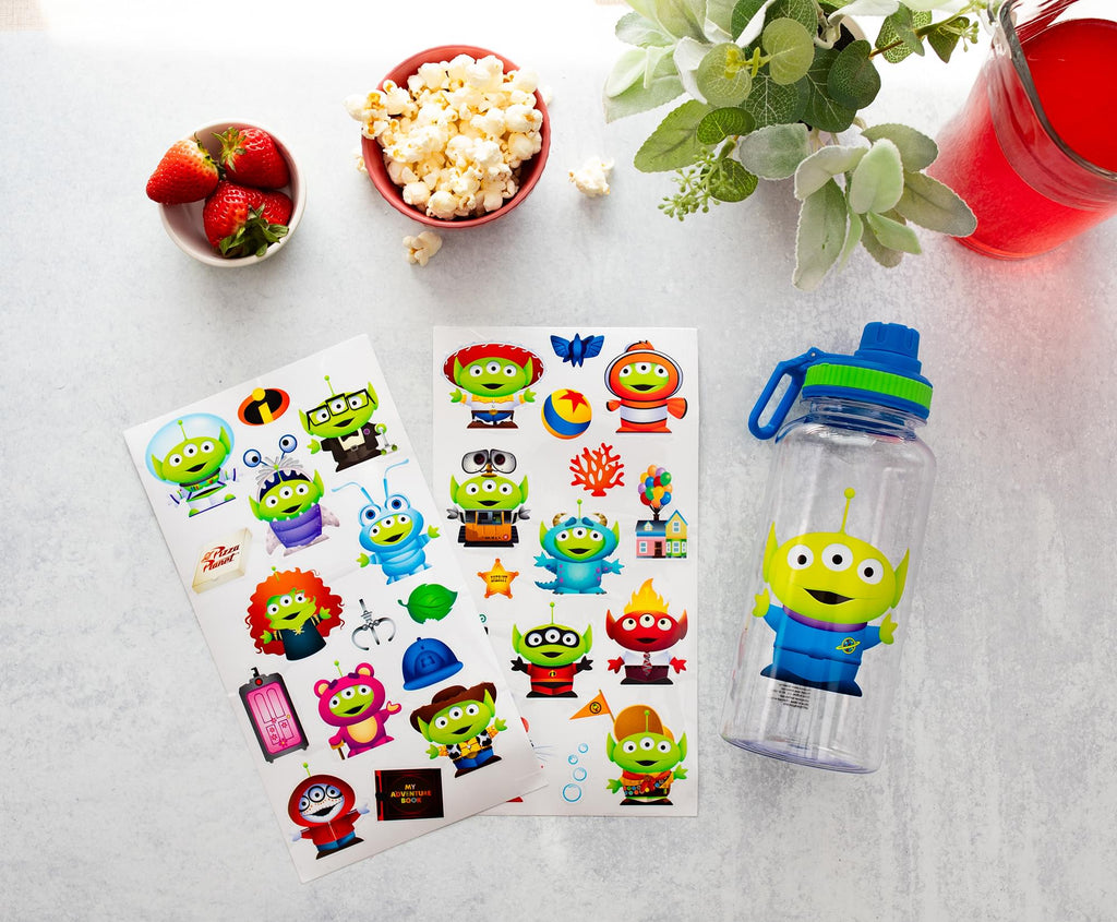 Disney Pixar Toy Story Alien 32-Ounce Twist Spout Water Bottle and Sticker Set