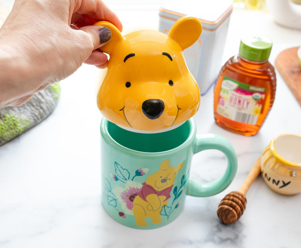 Disney Winnie the Pooh Ceramic Mug With Sculpted Topper | Holds 18 Ounces