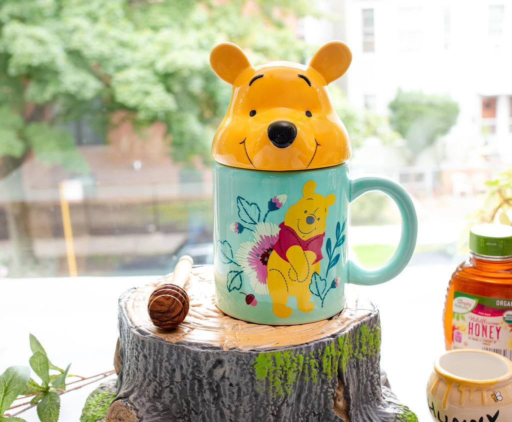 Disney Winnie the Pooh Ceramic Mug With Sculpted Topper | Holds 18 Ounces