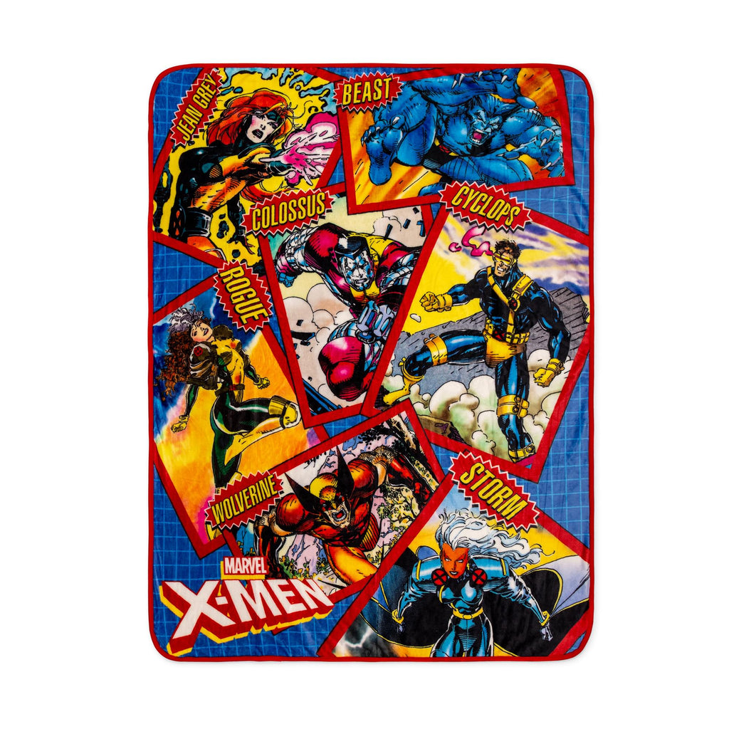 Marvel X-Men Character Cards Raschel Throw Blanket | 45 x 60 Inches