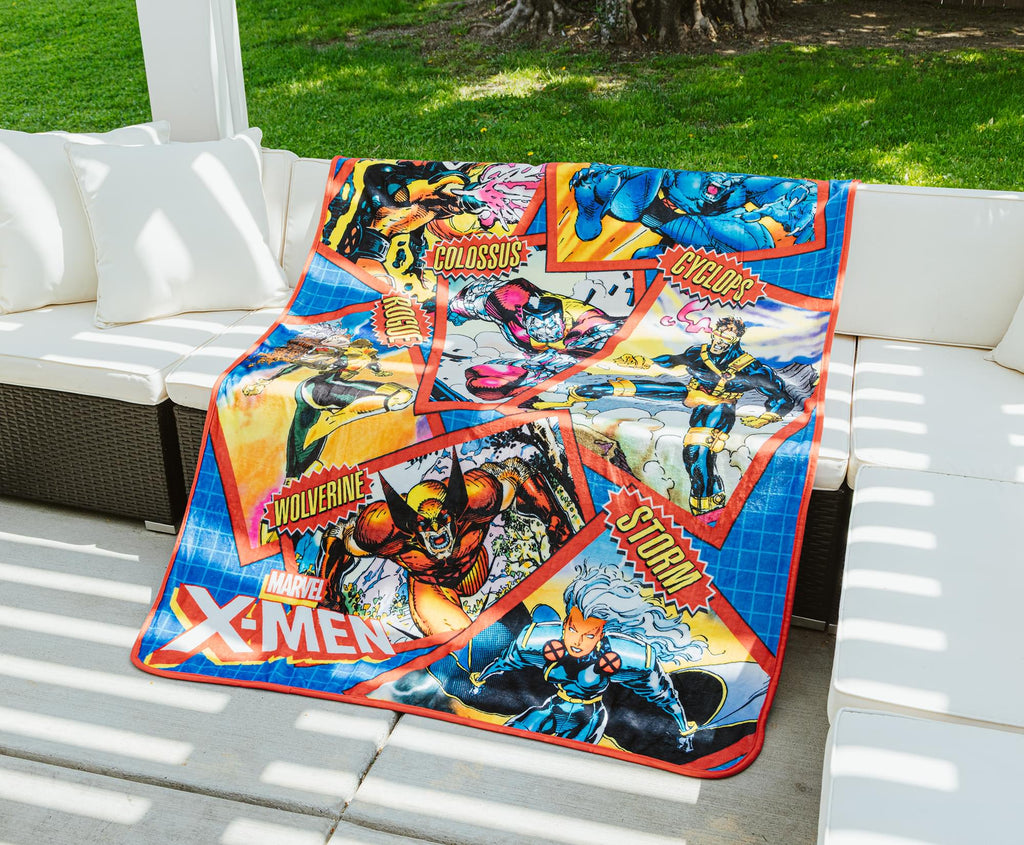 Marvel X-Men Character Cards Raschel Throw Blanket | 45 x 60 Inches