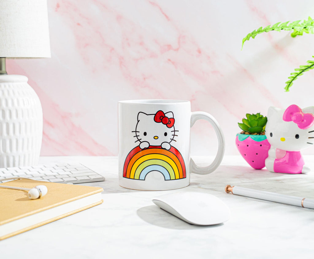 Sanrio Hello Kitty Rainbow Peek Ceramic Mug | Holds 20 Ounces