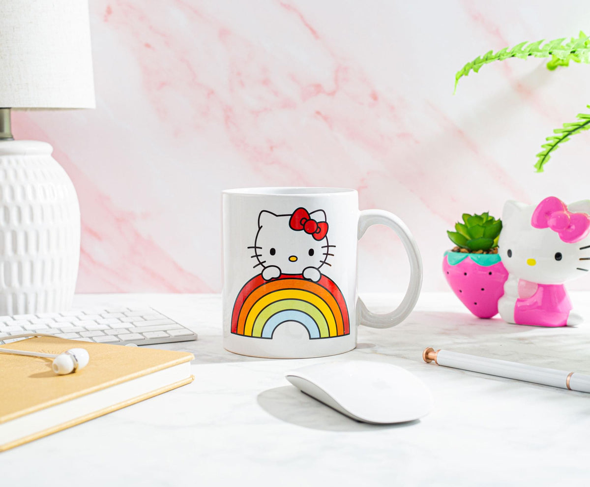 Sanrio Hello Kitty Rainbow Peek Ceramic Mug | Holds 20 Ounces