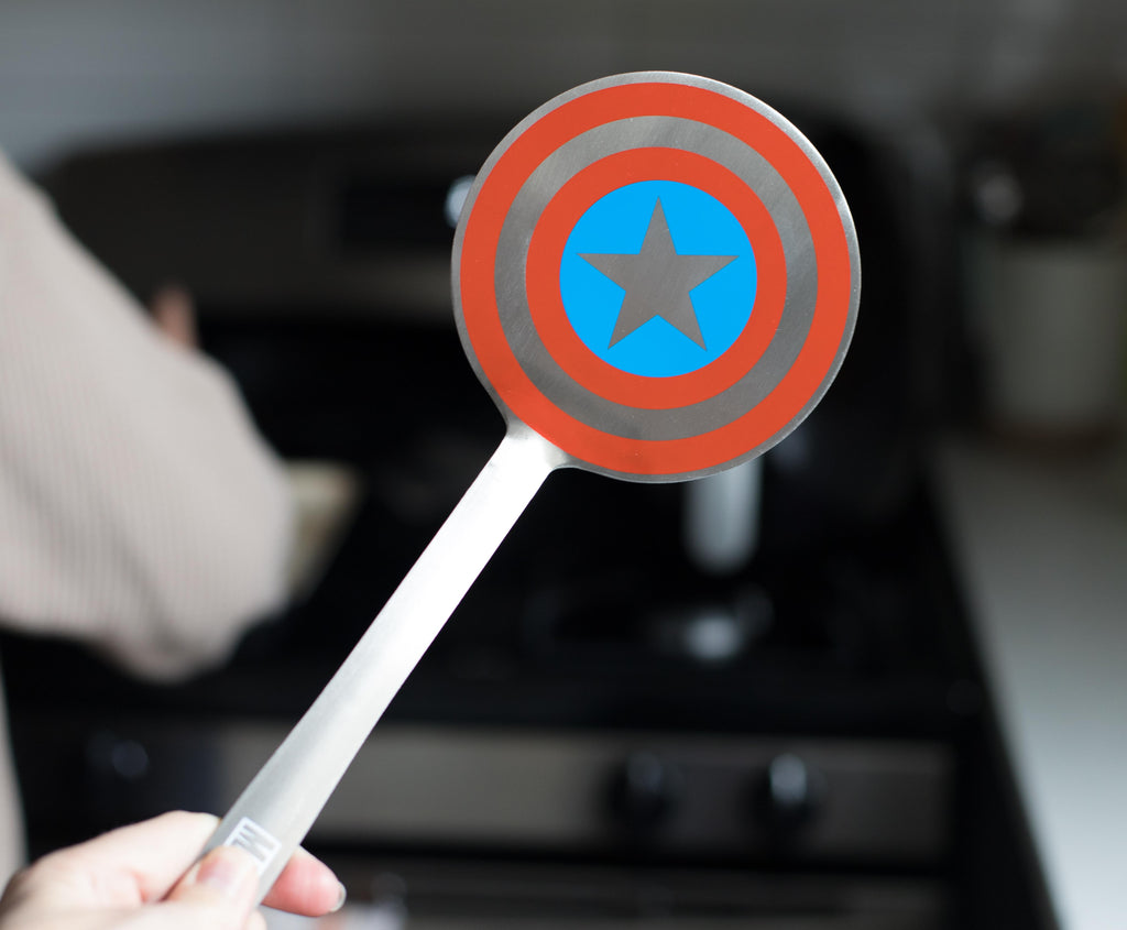 Marvel Captain America Shield Colored Flat Stainless Steel Wide Head Spatula