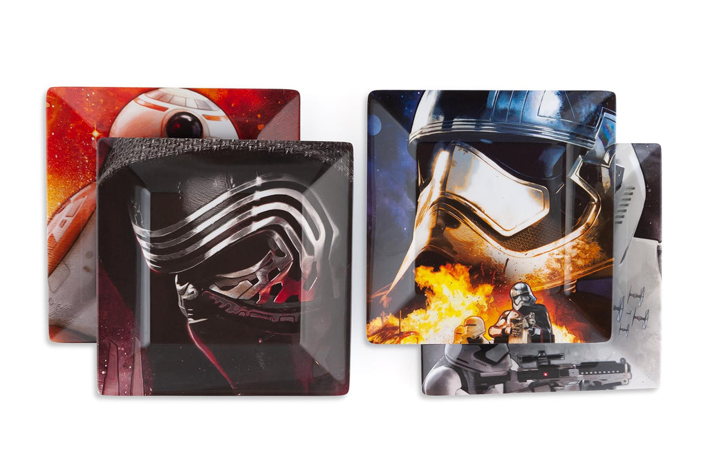 Star Wars Melamine Plate Set - 4 Pieces - Stormtrooper, Kylo Ren, and BB8