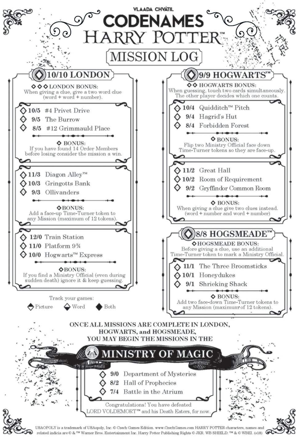 Harry Potter Codenames Top Secret Co-Op Game | For 2+ Players